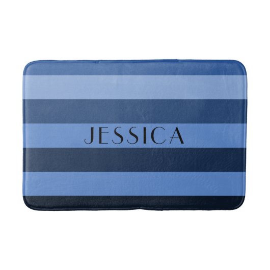 Tapis De Bain Motif rayures bleues modernes (Devant)