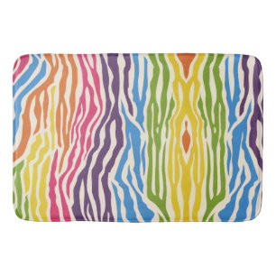 Tapis De Bain Motif rayures de zèbre colorées vives