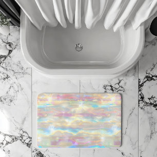 Tapis De Bain Motif rayures iridescentes scintillantes couleurs