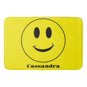 Tapis De Bain Motif rétro Yellow Happy Face souriant
