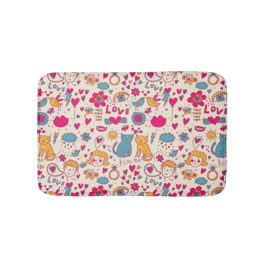 Tapis De Bain Motif romantique coloré (Devant)
