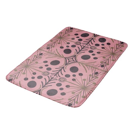 Tapis De Bain Motif rose Boho géométrique (Angle)