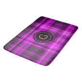 Tapis De Bain Motif rose chaud Madras Initiale personnalisée (Angle)