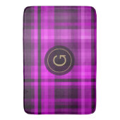 Tapis De Bain Motif rose chaud Madras Initiale personnalisée (devant Vertical)