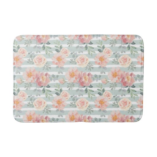 Tapis De Bain Motif rose de rayure d'Alicia (Devant)