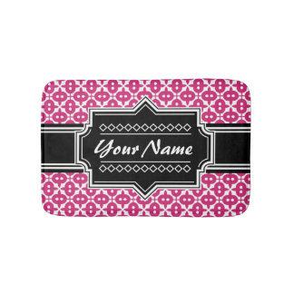 Tapis De Bain Motif rose déco Noir Nom personnalisé