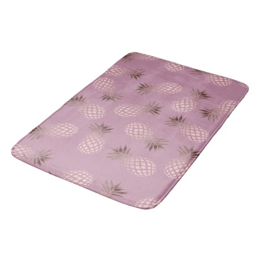 Tapis De Bain Motif rose élégant et mignon d'ananas d'or (Angle)