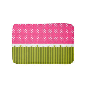 Tapis De Bain Motif rose mignon de rayures de vert de point de