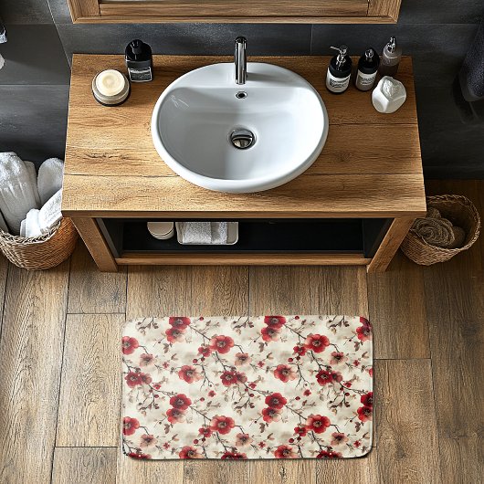 Tapis De Bain Motif rouge Bourgogne rose