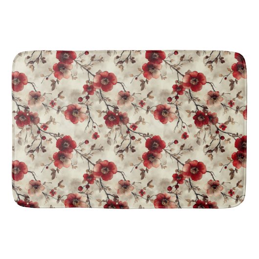 Tapis De Bain Motif rouge Bourgogne rose (Devant)