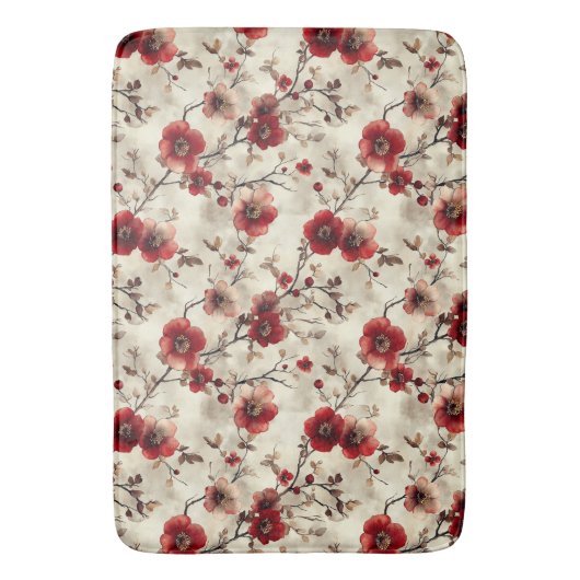 Tapis De Bain Motif rouge Bourgogne rose (devant Vertical)