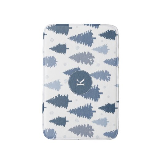 Tapis De Bain Motif saisonnier des pins et des flocons de neige (Devant (Vertical))