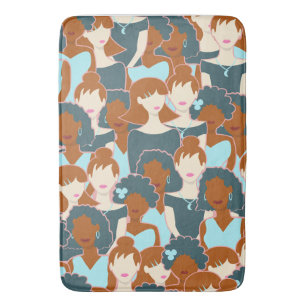 Tapis De Bain Motif sans couture avec filles noires et blanches