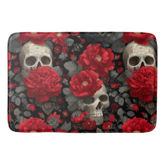 Tapis De Bain Motif sans couture floral de corbeau et de crâne g