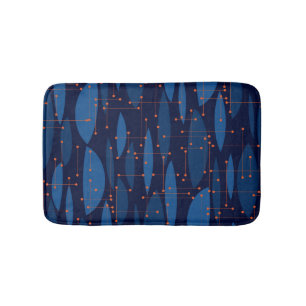 Tapis De Bain Motif sans joint atomique bleu du milieu du siècle