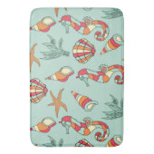Tapis De Bain Motif Seahorse et Seashell Turquoise (devant Vertical)