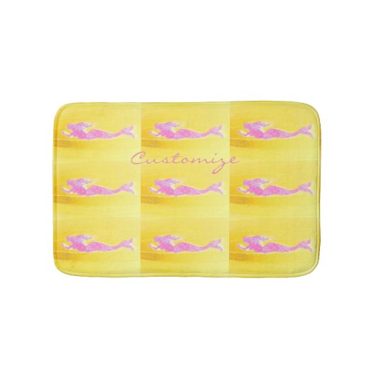 Tapis De Bain motif sirène rose nageant (Devant)
