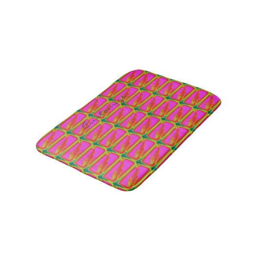 Tapis De Bain motif sirènes rouge/rose nageant (Angle)