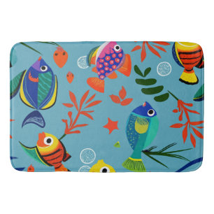 Tapis De Bain Motif sous-marin de poissons tropicaux colorés