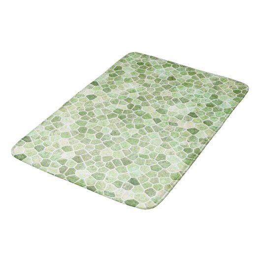 Tapis De Bain Motif Terrazzo Patchwork Pavé Vert Pâle (Angle)
