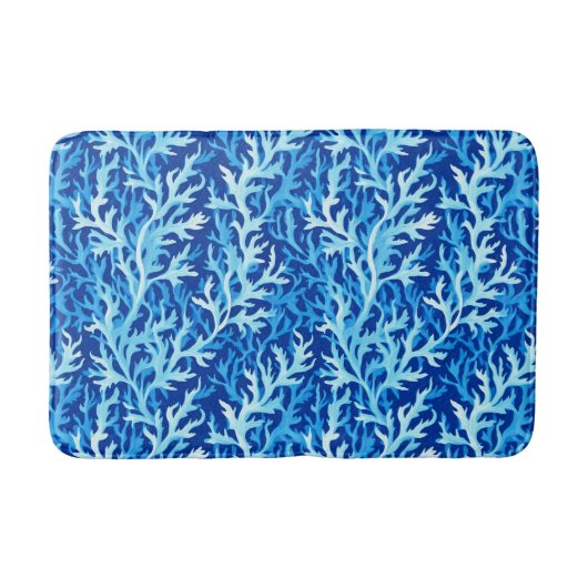 Tapis De Bain Motif textile du littoral d'algues bleues (Devant)