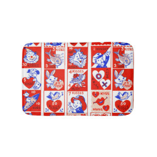 Tapis De Bain Motif timbre de la Saint-Valentin vintage des anné