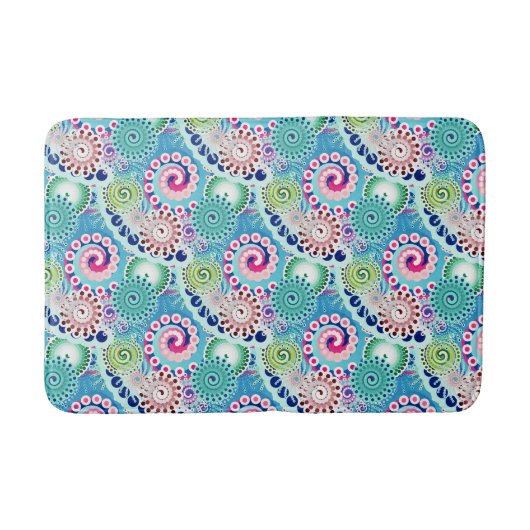 Tapis De Bain Motif tourbillon fractal, turquoise, rose, multi (Devant)