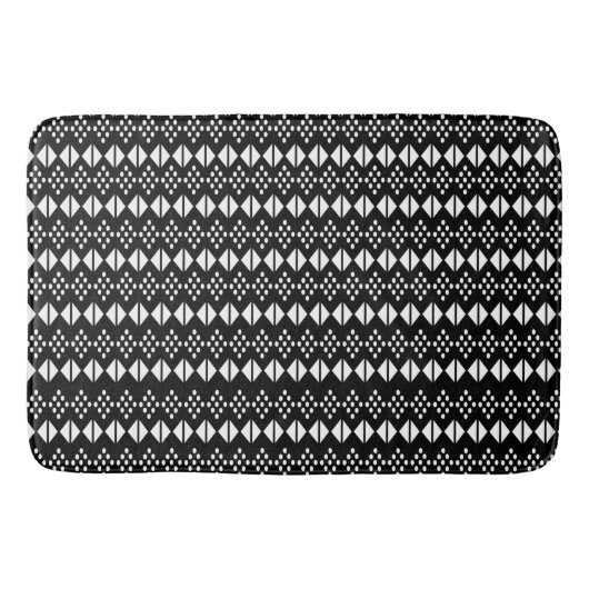 Tapis De Bain Motif tribal noir et blanc (Devant)