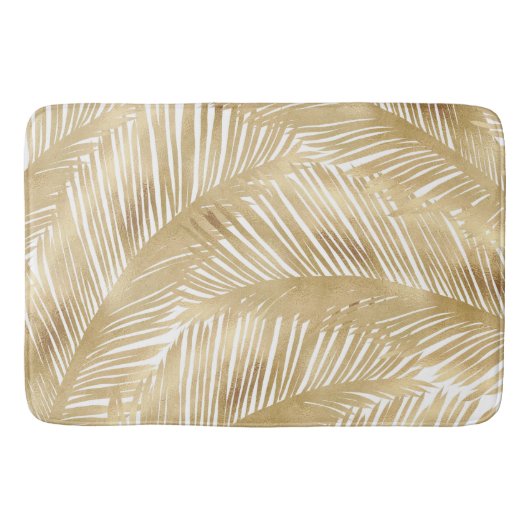 Tapis De Bain Motif Tropical de feuille d'or moderne (Devant)