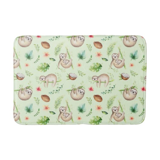 Tapis De Bain Motif tropical de paresse de noix de coco (Devant)