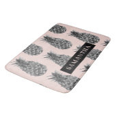 Tapis De Bain Motif Tropical Grey & Rose Ananas Avec Nom (Angle)
