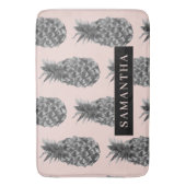 Tapis De Bain Motif Tropical Grey & Rose Ananas Avec Nom (devant Vertical)