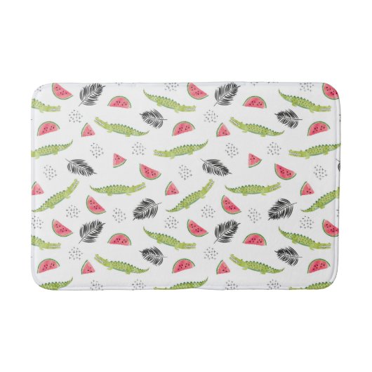 Tapis De Bain Motif Tropical Watermelon & Crocodile (Devant)