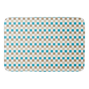 Tapis De Bain Motif TURQUOISE BROWN TAN CHECK