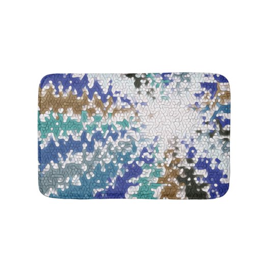 Tapis De Bain Motif unique bleu vert jaune (Devant)