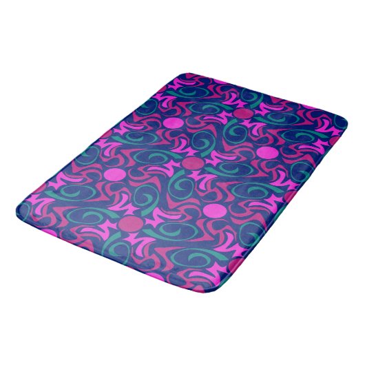 Tapis De Bain Motif vectoriel bleu et rose Fuchsia (Angle)