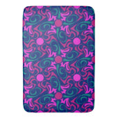 Tapis De Bain Motif vectoriel bleu et rose Fuchsia (devant Vertical)