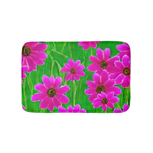 Tapis De Bain Motif vert et rose vif (Devant)