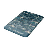 Tapis De Bain Motif Waves de nom personnalisé (Angle)