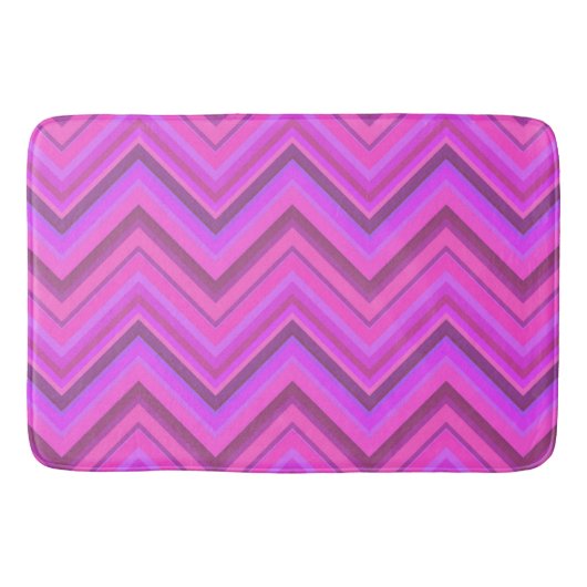 Tapis De Bain Motif zigzag à rayures roses (Devant)