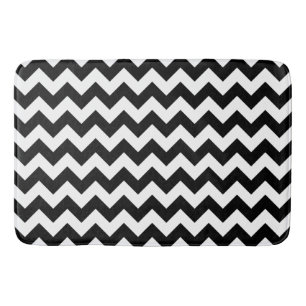 Tapis De Bain Motif Zigzag noir et blanc, Motif Chevron