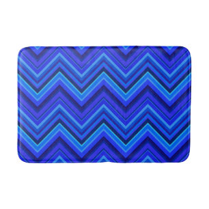 Tapis De Bain Motif zigzag rayures bleues