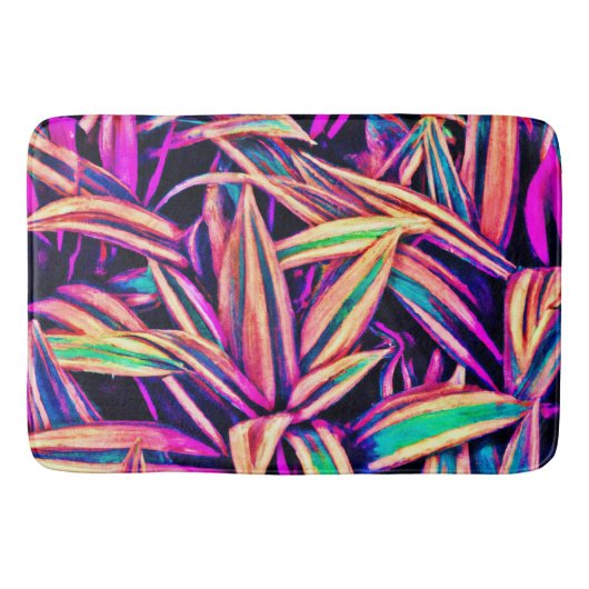 Tapis De Bain Motifs de feuilles de néon dévoilés (Devant)