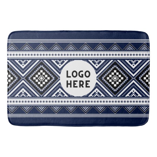 Tapis De Bain Motifs ethniques Abstraits noirs avec logo (Devant)