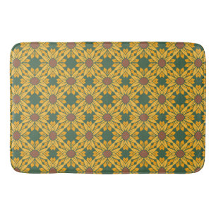Tapis De Bain Motifs géométriques de tournesol sur vert foncé