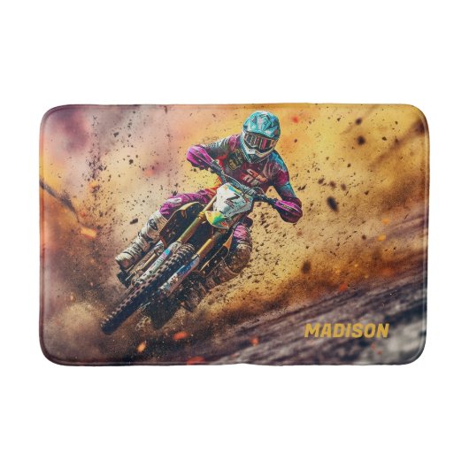 Tapis De Bain Motocross de nom personnalisé (Devant)