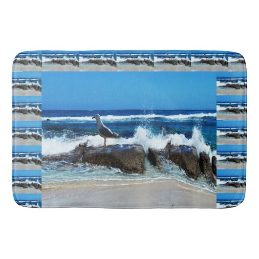 Tapis De Bain Mouette Sur Les Rochers De Plage, (Devant)