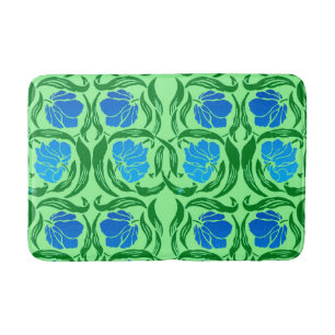 Tapis De Bain Mouron de William Morris, bleu et vert de chaux