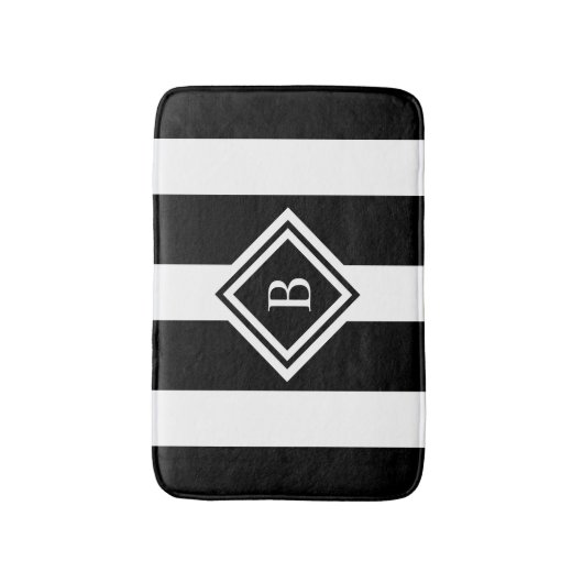 Tapis De Bain Mousse de mémoire monographique blanche en noir mo (Devant (Vertical))