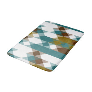 Tapis De Bain moutarde épicée, jade délavé, blanc et noix de mus